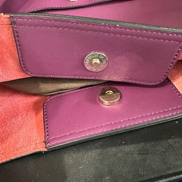 Bostanten purple plum leather 11” drop 15x14x5” Purse extra strap makeup bag - Picture 8 of 12